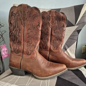 Justin Boots Women's Brown Embroidered Heeled Boots